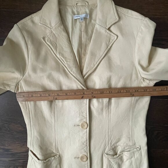 Vince Buttermilk Yellow Leather Blazer Jacket -Size 6 - Picture 9 of 11